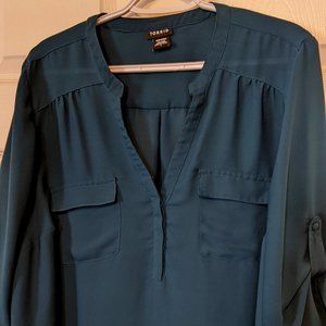 Torrid Harper Georgette teal blouse top 1 / 1x plus size